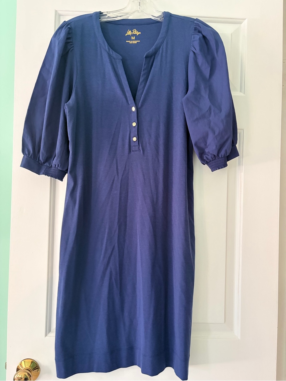 Lilly Pulitzer Navy Puff-Sleeve Henley Tunic